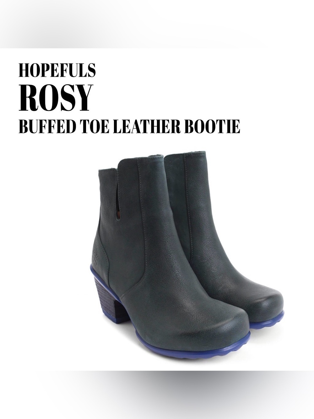 Fluevog EXCELLENT Hopefuls Rosy green/blue buffed toe ankle bootie -8.5 (fits 8)